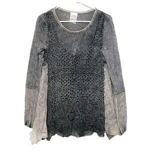 Fleur de Lis Collection Charcoal V-Neck Sweater